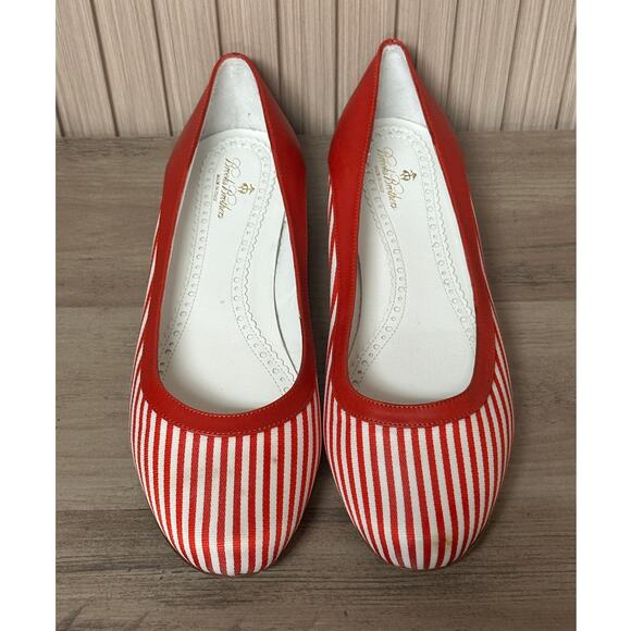 Brooks Brothers Red & White Striped Leather Ballet Flats Women’s Size 9.5 - Picture 8 of 9